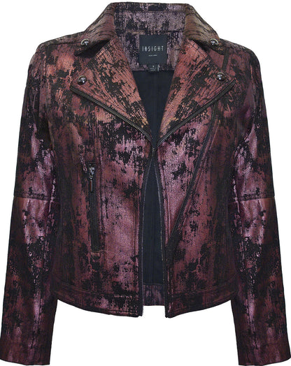 BCJ8731MC Metallic Faux Vegan Leather Moto Jacket