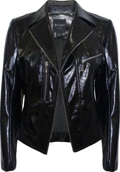 BCJ8909VS Vinyl Moto Jacket in Black