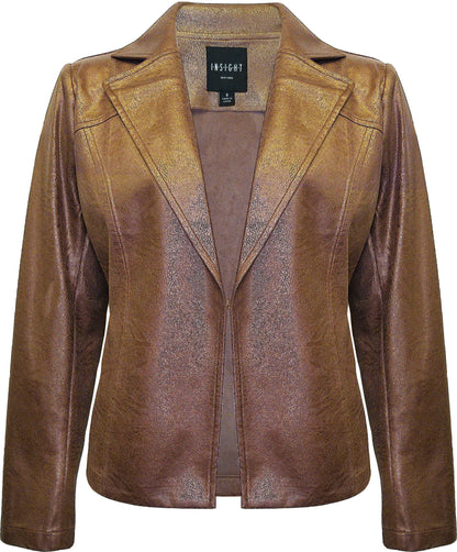 BCJ90A89N Metallic Faux Vegan Leather Long Jacket
