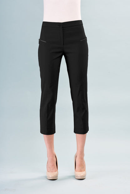 BCP101A72S Cropped Pants with Zipper Detail Solid Techno