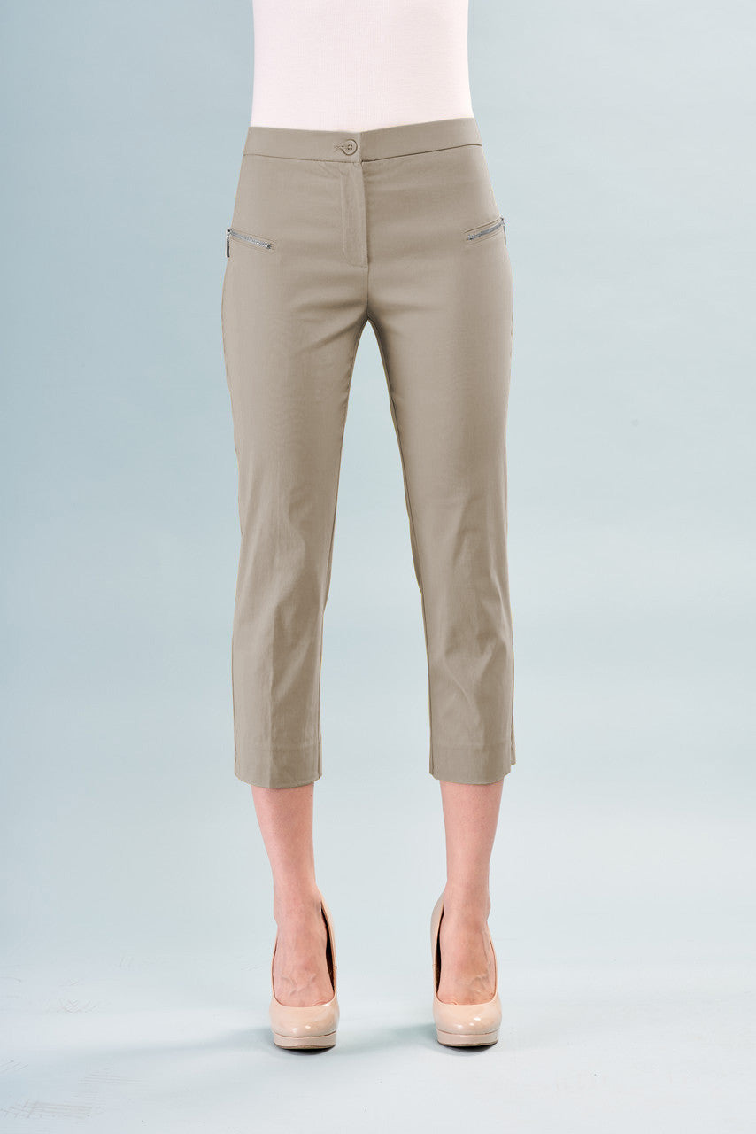 BCP101A72S Cropped Pants with Zipper Detail Solid Techno