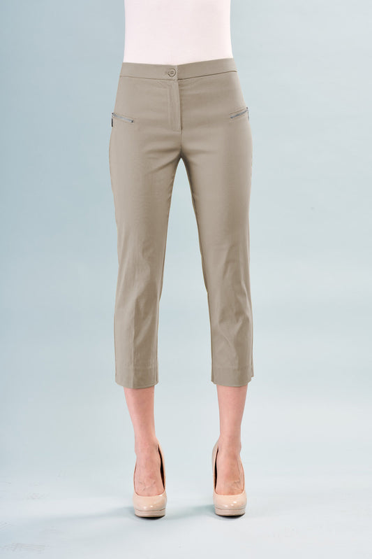 BCP101A72S Cropped Pants with Zipper Detail Solid Techno