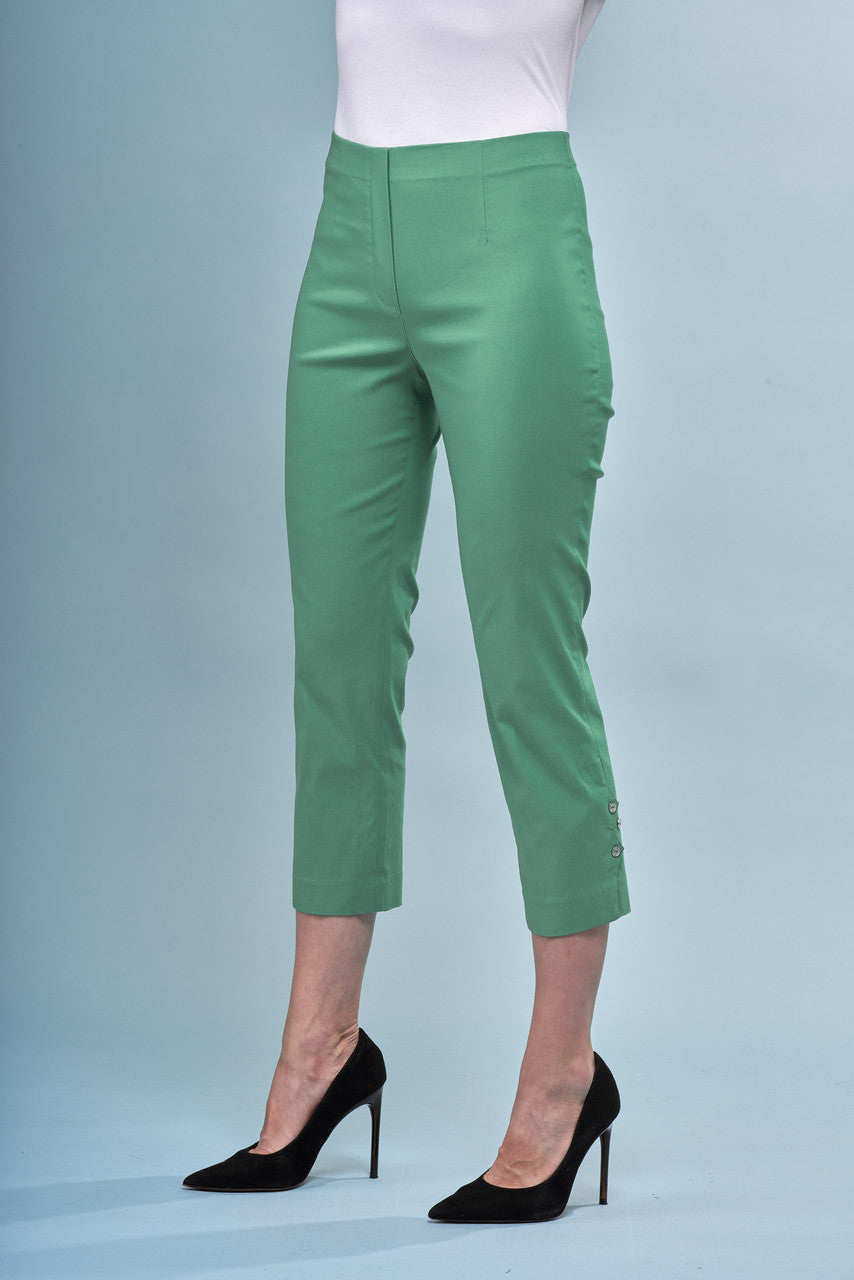 BCP1827 Side Button Cropped Solid Techno Pants