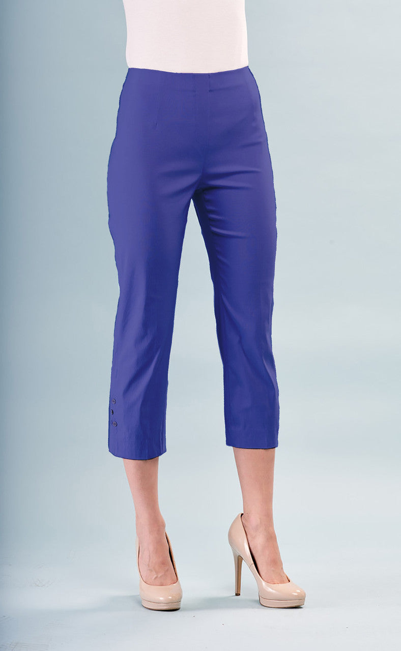 BCP1827 Side Button Cropped Solid Techno Pants