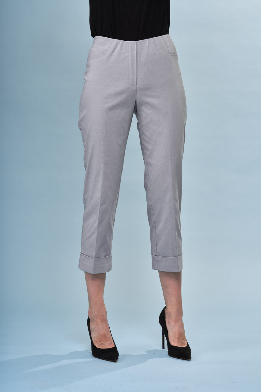 BCP1870DD Cuffed Cropped Solid Techno Pants