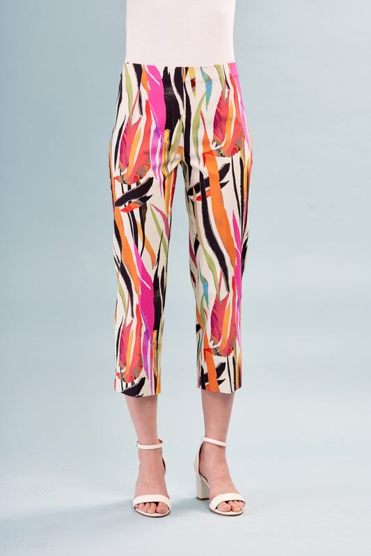 BCP1872CRPRH Printed Side Slit Techno Cropped Pants