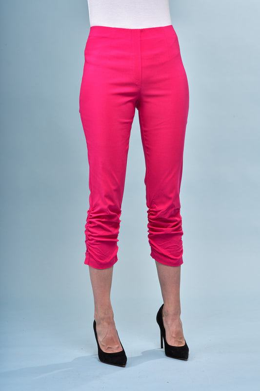 BCP18A31 Ruched Cropped Solid Techno Pants