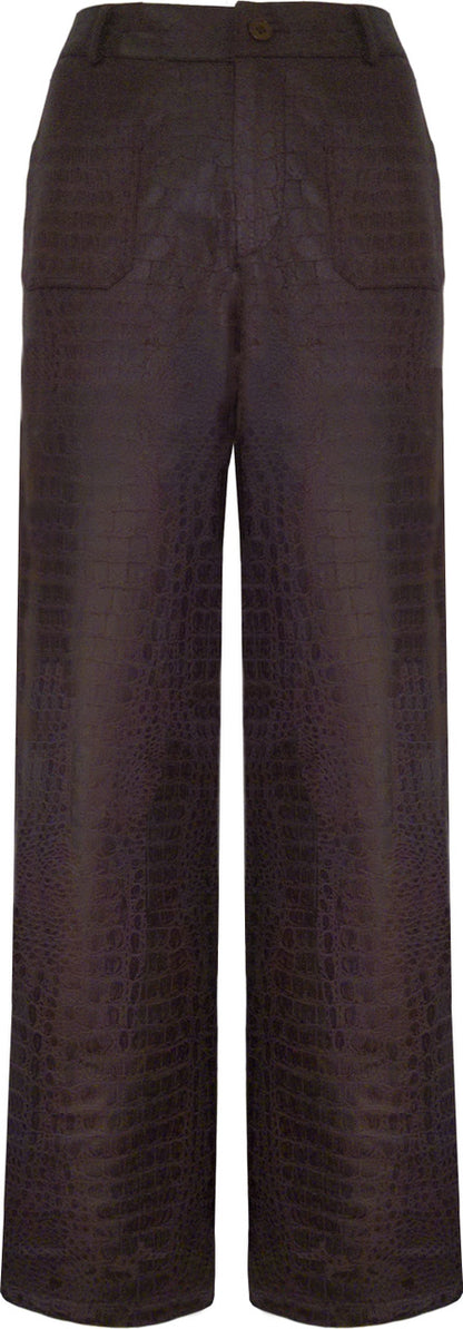 BCP5703a Textured Vegan Leather Pants in Embossed Gator