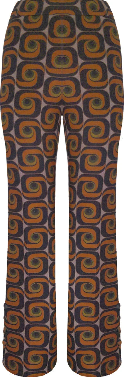 BCP7203PR Printed Scuba Pants with Side Button Trim