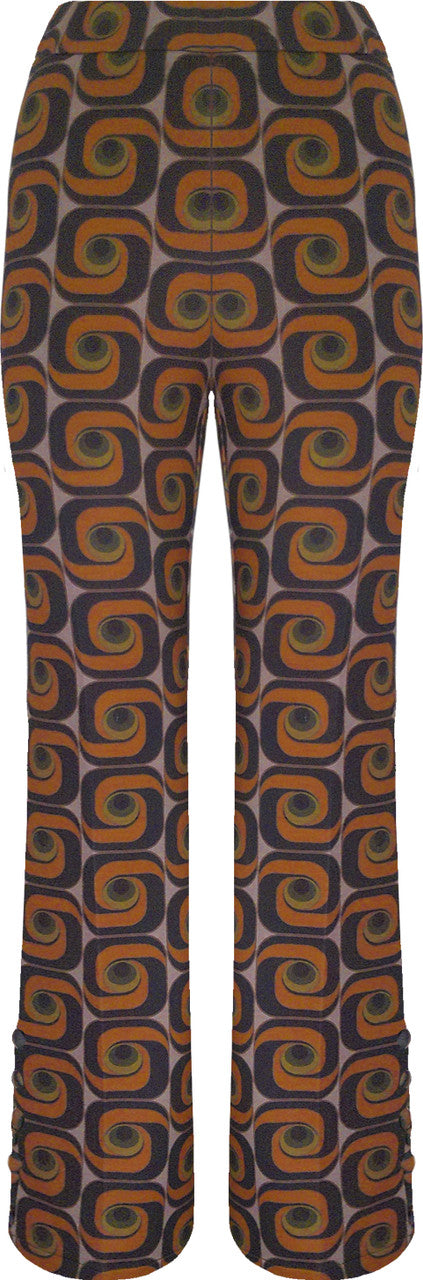 BCP7203PR Printed Scuba Pants with Side Button Trim