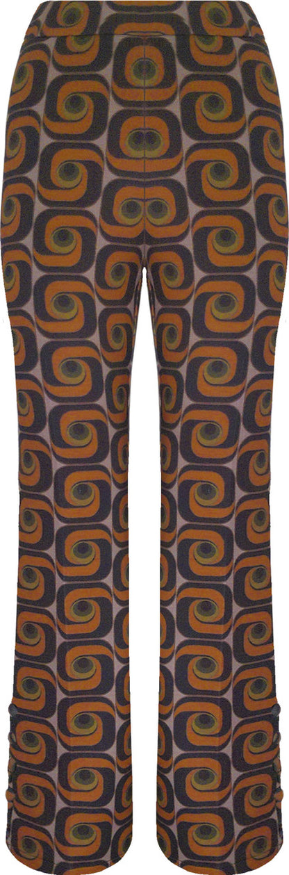 BCP7203PR Printed Scuba Pants with Side Button Trim