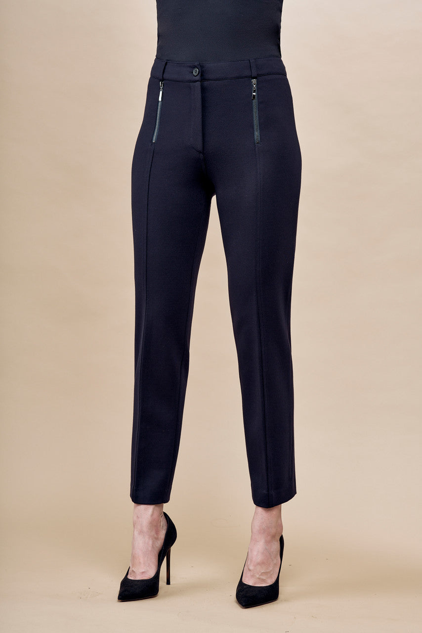 BCP76A03SC Printed Scuba Pants with Zipper Trim