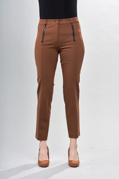 BCP76A03SC Printed Scuba Pants with Zipper Trim
