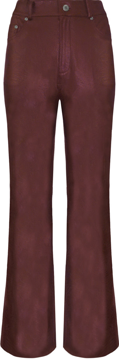 BCP8712 Metallic Faux Vegan Leather Jeans