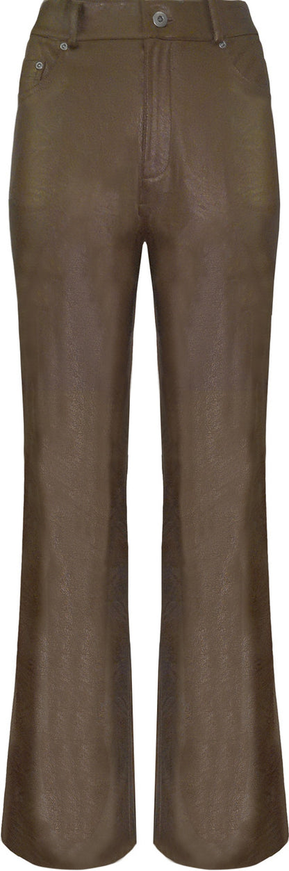BCP8712 Metallic Faux Vegan Leather Jeans