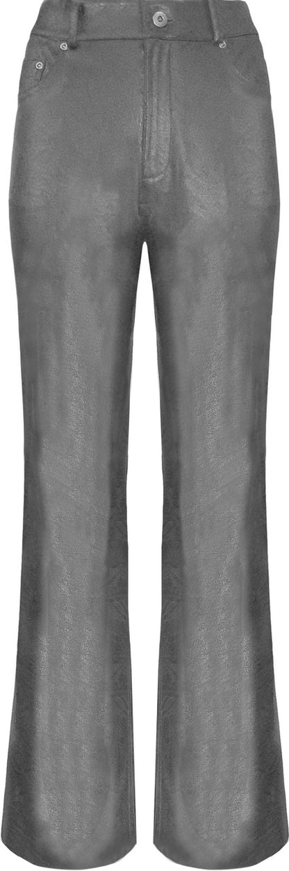 BCP8712 Metallic Faux Vegan Leather Jeans