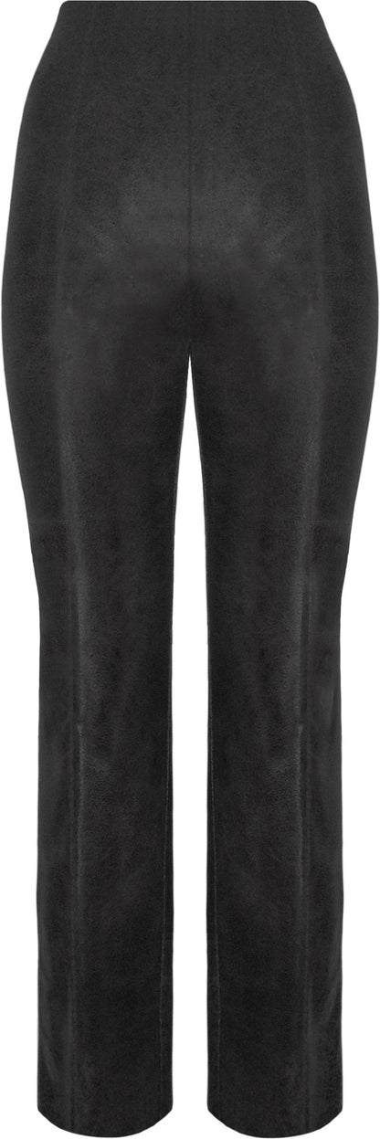 Amber Taupe Saddle Black Black BCP8726 Faux Vegan Leather Seamed Pants
