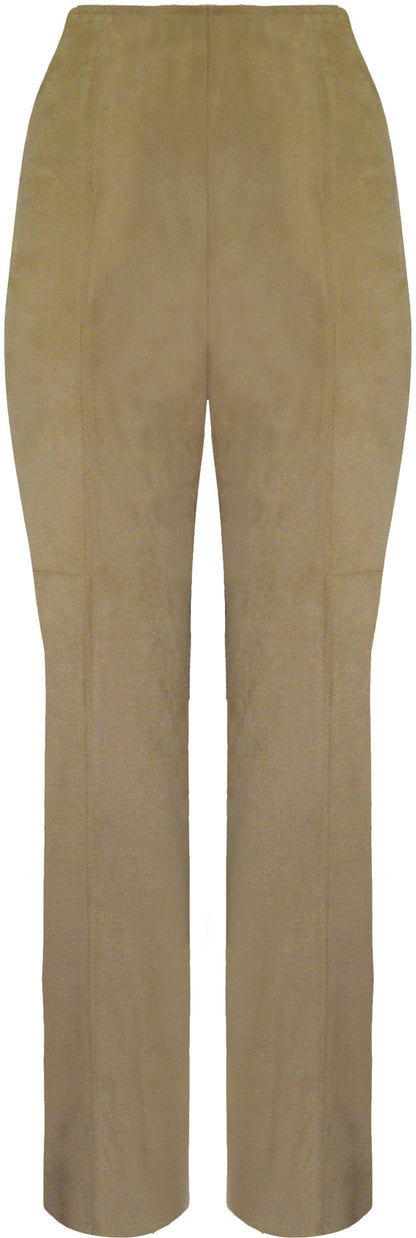 Amber Taupe Saddle Black Black BCP8726 Faux Vegan Leather Seamed Pants