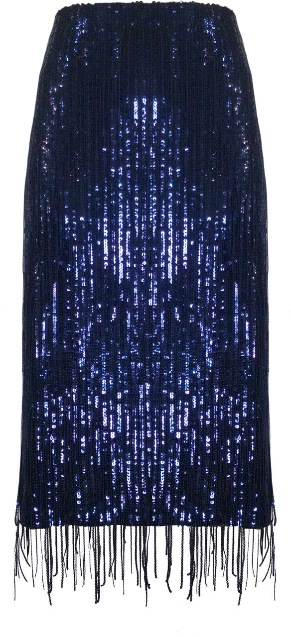 Blueberry Beautiful Brown Blueberry Blueberry Blueberry BCS1808F Sequin Fringe Skirt