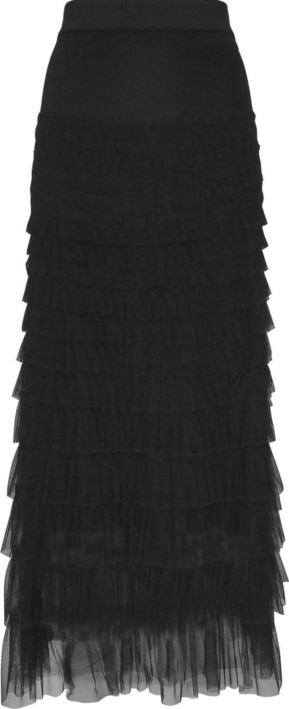 BCS8703A Ruffle Tulle Skirt in Black