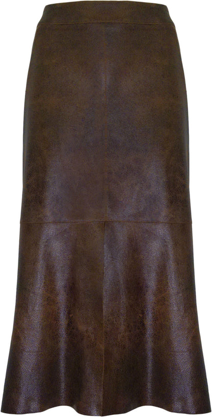 BCS8765PR Faux Vegan Textured Leather Skirt in New Yellowstone