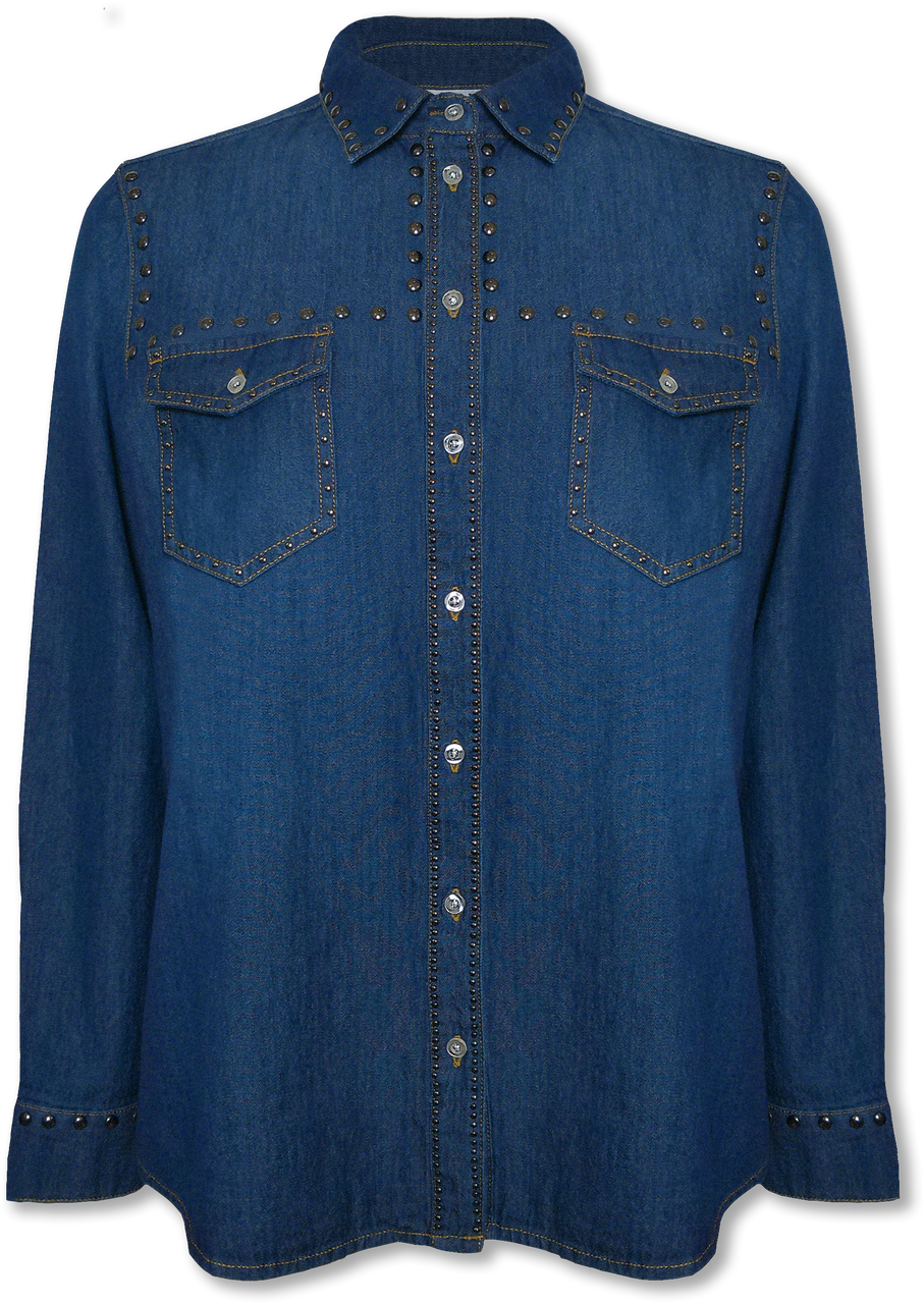 BCT2612 Chambray Button Up Top with Studs