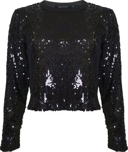 BCT2947 Sequin Top in Black