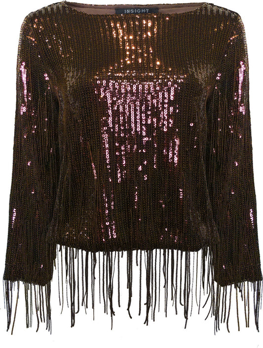 BCT89A17A Sequin Fringe Top