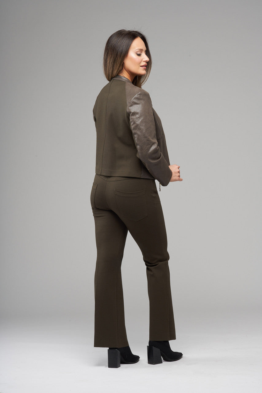 BCJ4721 Vegan Leather and Scuba Combo Jacket in New Olive