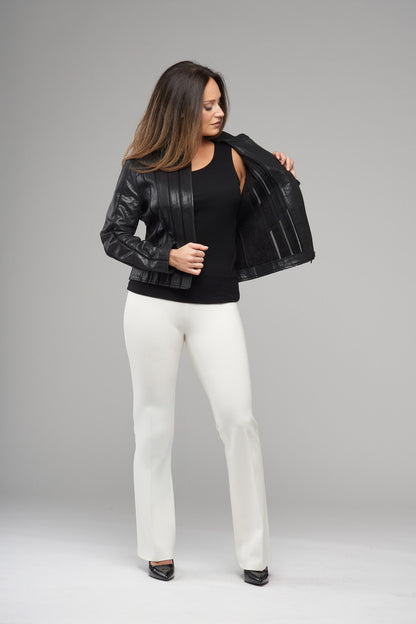 BCJ4736 Faux Vegan Leather Jacket in Black