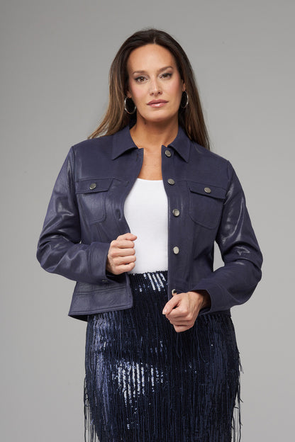 BCJ17657A Faux Vegan Leather Jacket