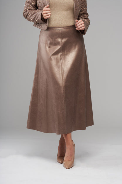 BCS8917B Faux Vegan Leather Skirt