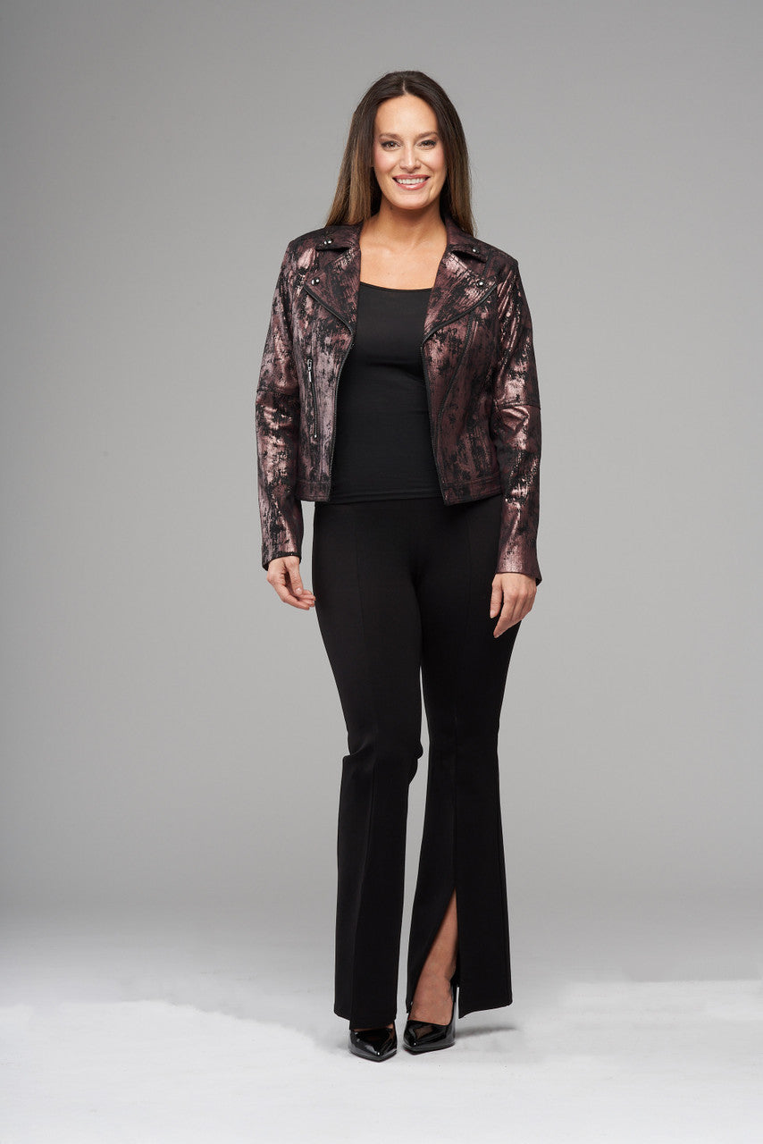 BCJ8731MC Metallic Faux Vegan Leather Moto Jacket