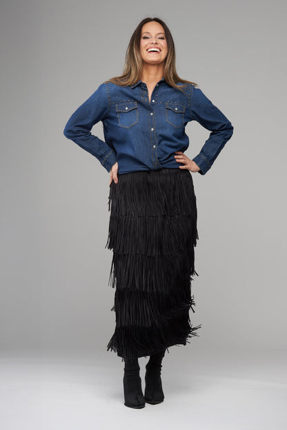 BCT2612 Chambray Button Up Top with Studs