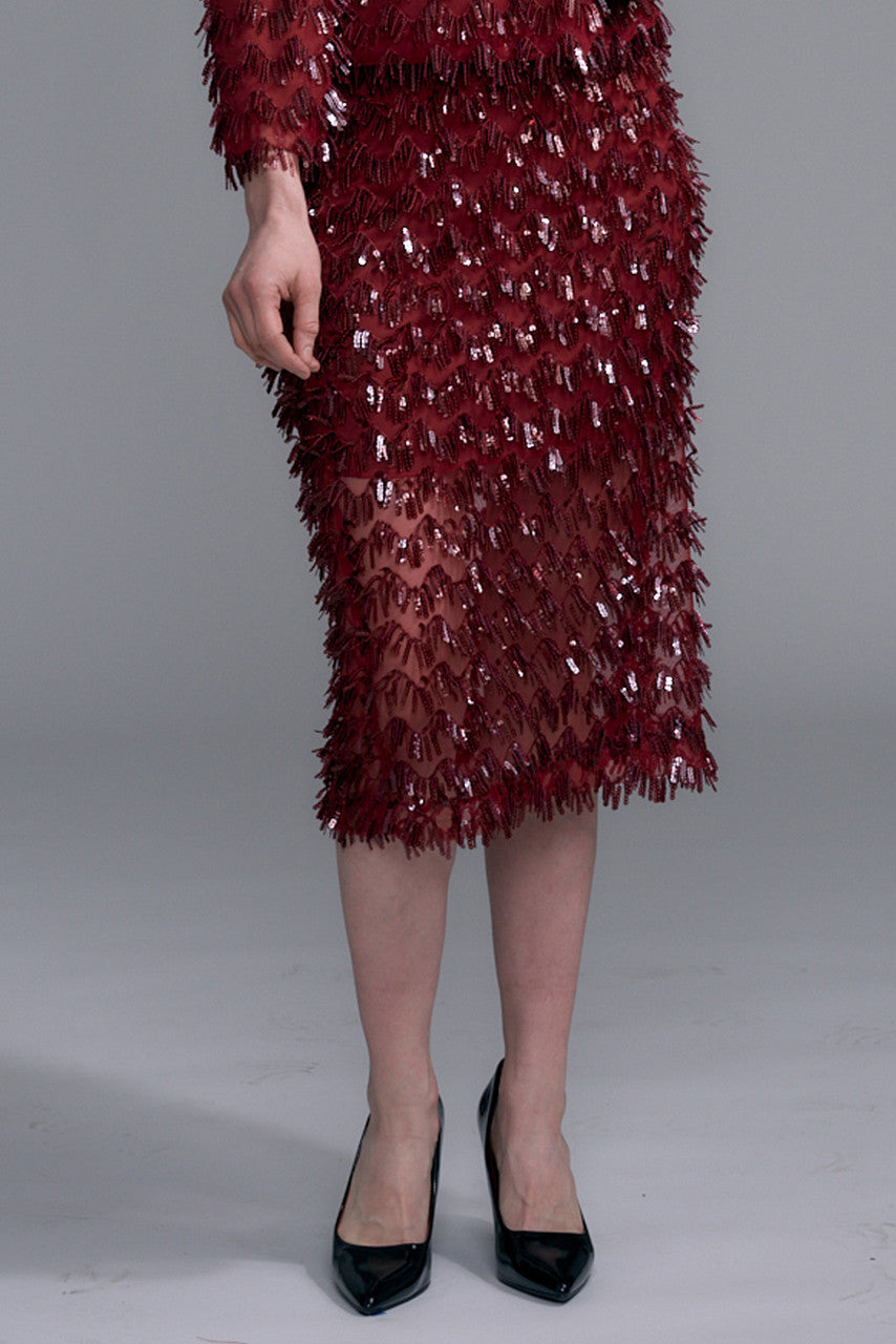 BCS1808G Sequin Fringe Skirt