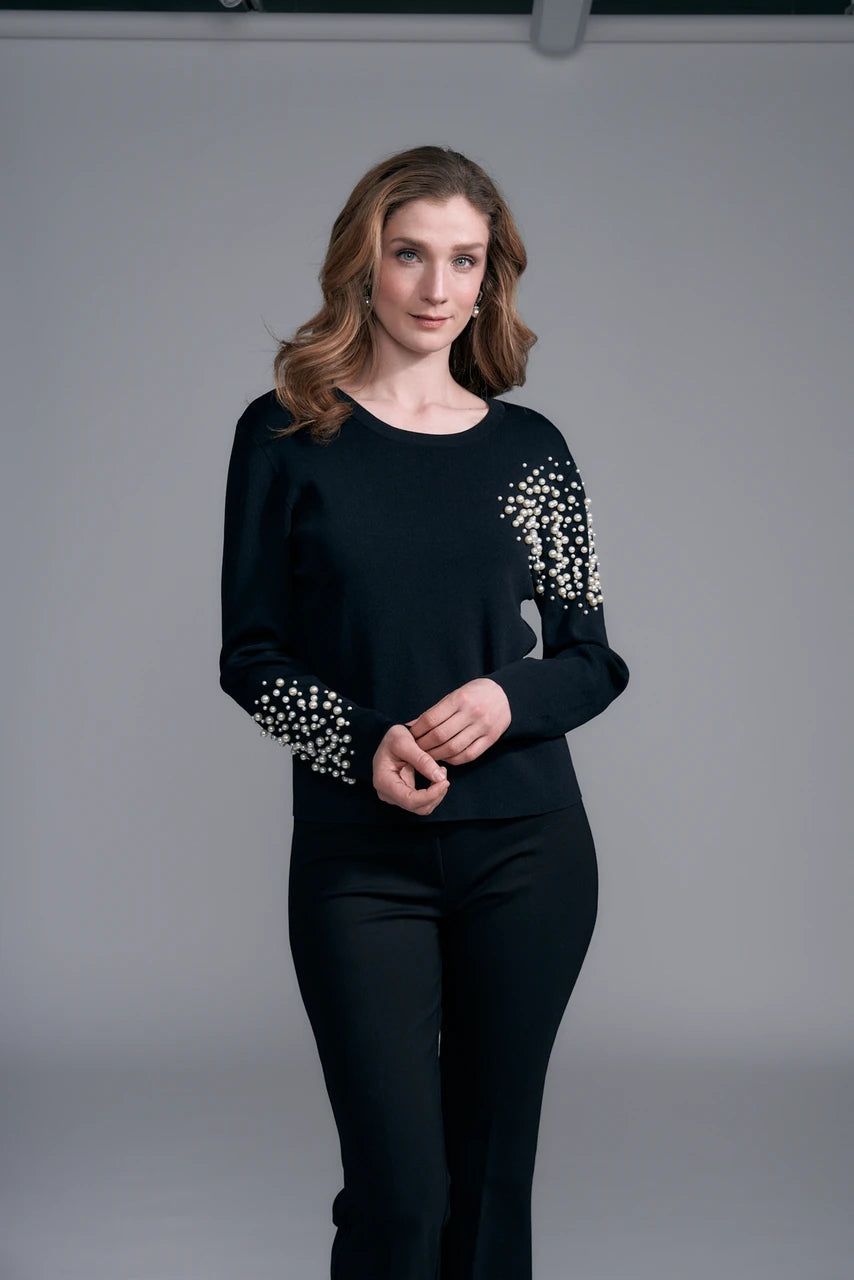 BCT8747PRL Pearl Stud Knit Top