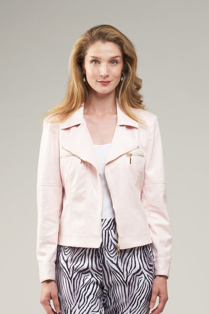 BCJ7687C Solid Faux Vegan Leather Moto Jacket