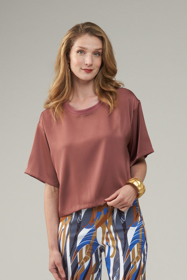 BCT5778A Satin Short Sleeve Top