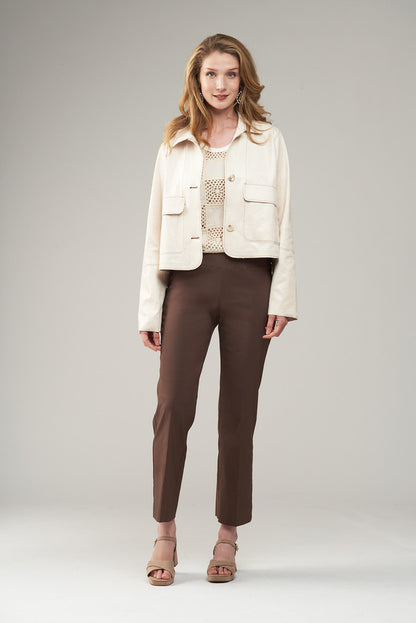 BCJ87A47 Vegan Leather Jacket with Contrast Stitching