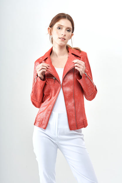 BCJ101A08M Metallic Vegan Leather Moto