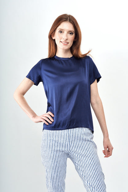 BCT8933 Satin Short Sleeve Top