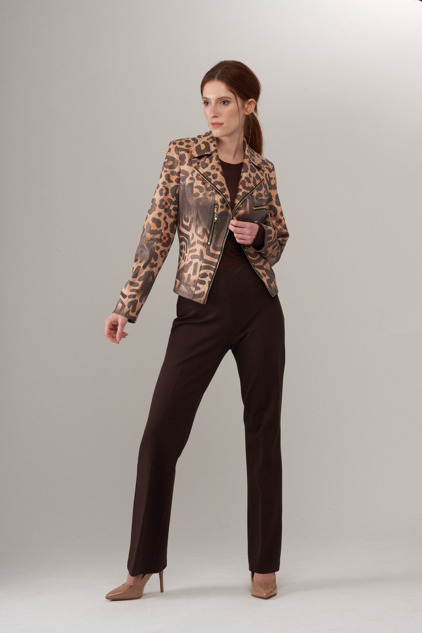 BCJ17681MPRG Printed Metallic Vegan Leather Moto Jacket