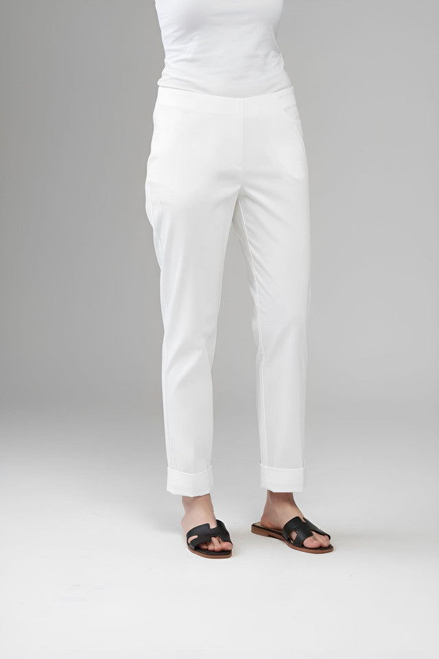 BCP1870DL Cuffed Cropped Solid Techno Pants
