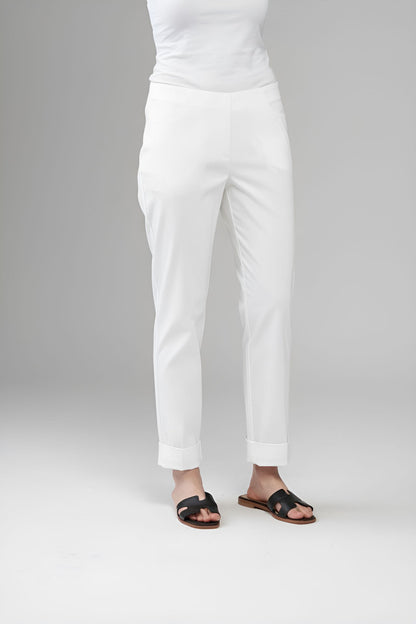 BCP1870DL Cuffed Cropped Solid Techno Pants