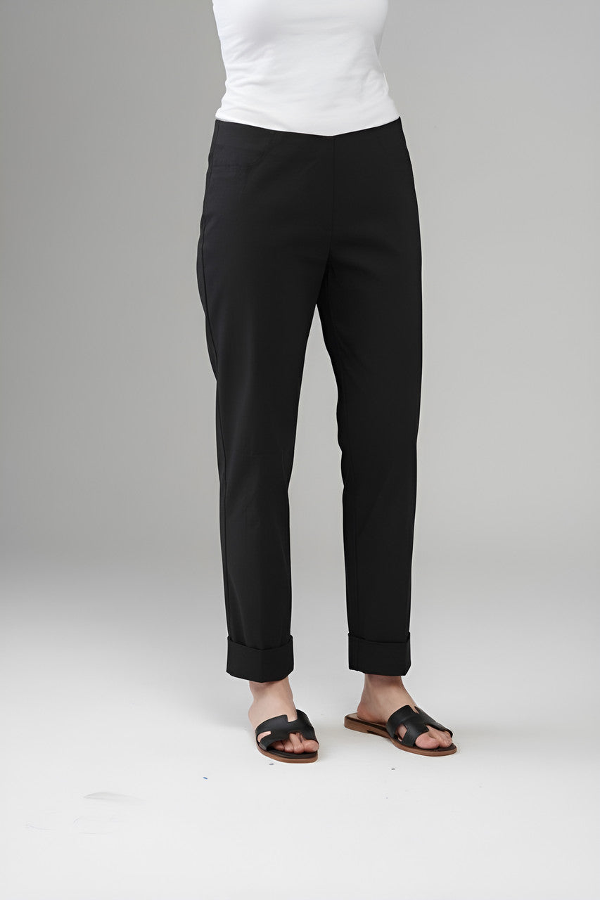 BCP1870DL Cuffed Cropped Solid Techno Pants