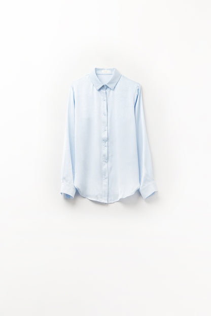 Baby Blue Buttoned Shirt in satin