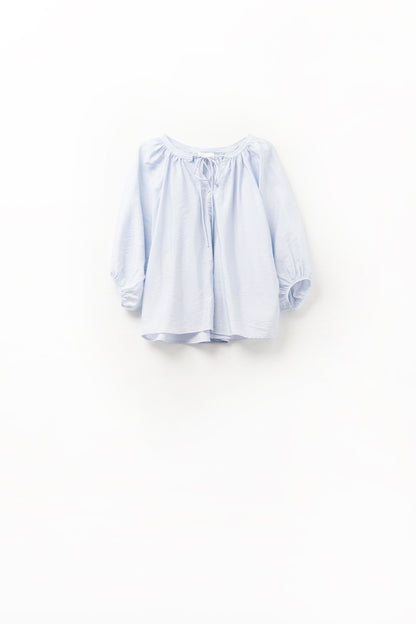 Baby Blue chiffon Top With Puffed Sleeves