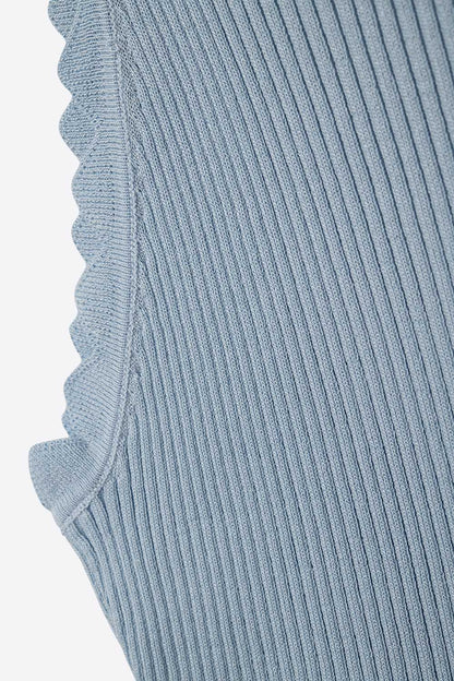 baby blue Tank Top with Ribbed Underarm Detail