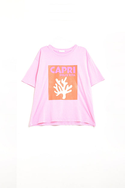 Baby Pink Capri Dolce Vita T-shirt Made in Italy