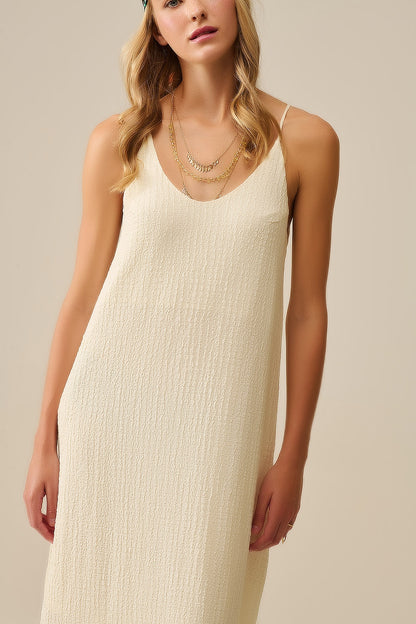 Beaded Back Strap Maxi Dress in Cream